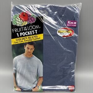Vintage Fruit of the Loom Golden Blend Pocket T Shirt XL 46 48 Black NWT